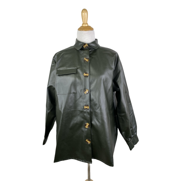Nasty Gal Tops - NEW Nasty Gal Faux Leather Relaxed Shirt Size 4